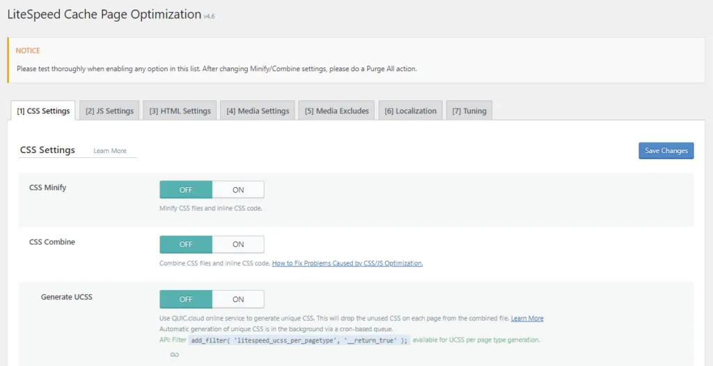Litespeed cache网页优化