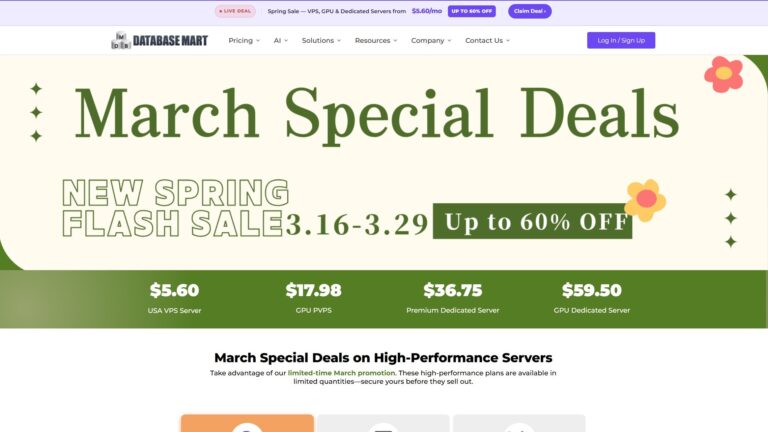 三月福利：Database Mart 春季大促开启，全线服务器低至 4 折，续费同价！